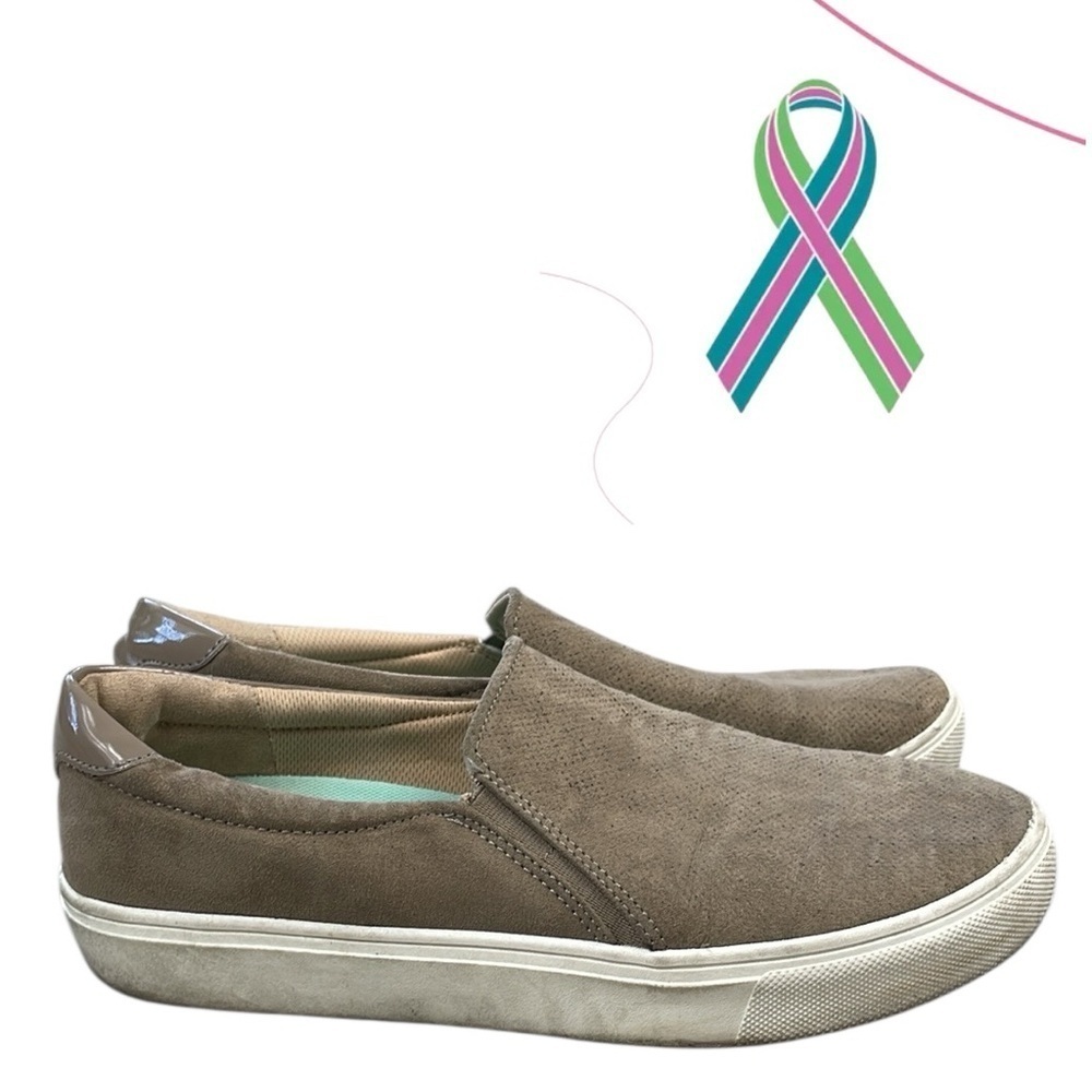Dr Scholls Nova Slip On Sneaker Loafer Taupe Woodsmoke Brown Microfiber Sz 10